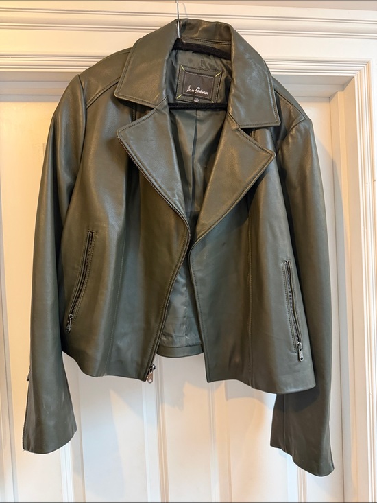 Sam Edelman Jackets & Blazers - Sam Edelman Olive Green Leather Moto Jacket - Size XXL